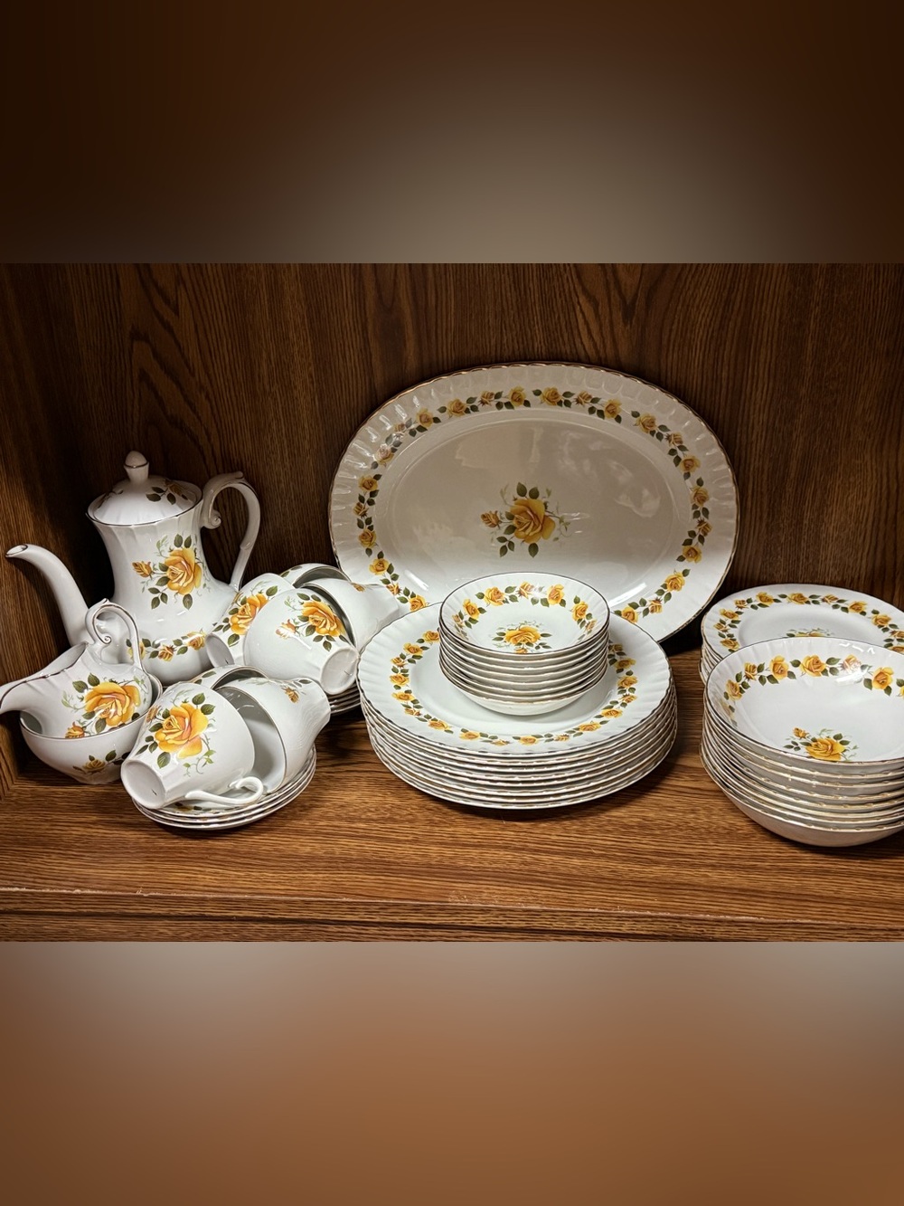 “Golden Rose,” “Ridgway Ironstone,” 51 pc set
